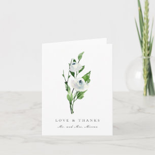 Elegantes weißes Blumenstrauß-Hochzeits-Dankeschön Dankeskarte