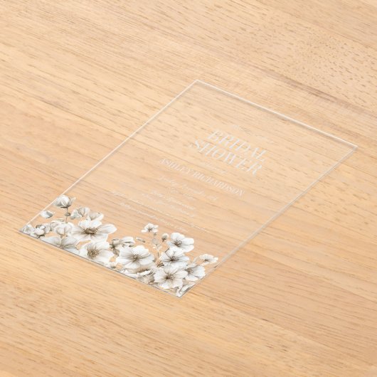 Elegantes Weißes Brautparty Acryleinladungen (Ablage )