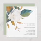 Elegantes Weißes Brautparty Einladung (Vorne/Hinten)