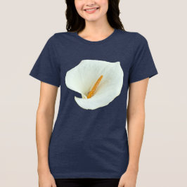 Elegantes weißes Calla-Lilien-T-Shirt in Marinebla Tri-Blend Shirt