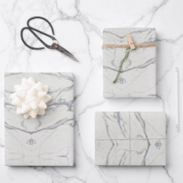 Elegantes Weißes Carrara-Marmorpapier Geschenkpapier Set