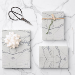 Elegantes Weißes Carrara-Marmorpapier Geschenkpapier Set