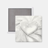Elegantes Weißes Cream Herz Magnet (Vorderseite/Rückseite)