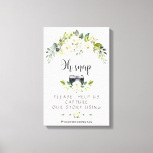 Elegantes weißes Creme-Blumen-Oh-Snap-Instagram-Sc Leinwanddruck