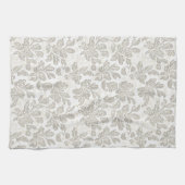 Elegantes Weißes Creme Blumenmuster Geschirrtuch (Horizontal)
