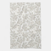 Elegantes Weißes Creme Blumenmuster Geschirrtuch (Vertikal)