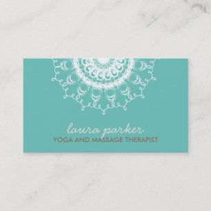 Elegantes weißes Damast-Strudel-Yoga-heilende Visitenkarte