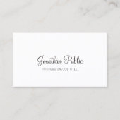 Elegantes Weißes Design Modernes, Schlichtes Beruf Visitenkarte (Vorderseite)