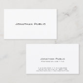 Elegantes Weißes Design Modernes Schlichtes Creati Visitenkarte (Vorne/Hinten)