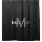 Elegantes weißes dunkelgraues, geometrisches Mesh Duschvorhang (Vorderseite)