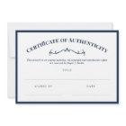 Elegantes weißes Echtheitszeugnis der Marine