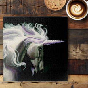 Elegantes weißes Einhorn mit fließender Mähne, lil Puzzle