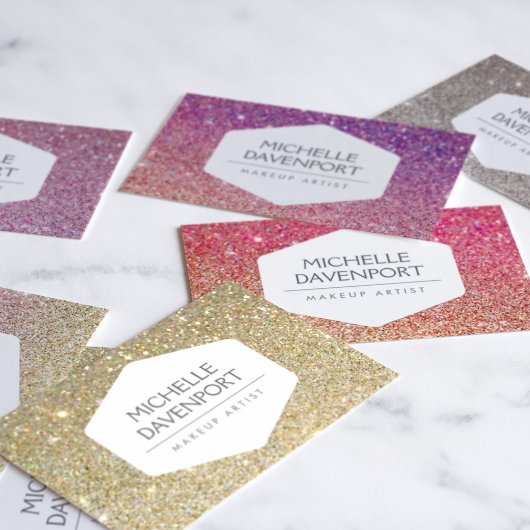 ELEGANTES WEISSES EMBLEM AUF GOLD GLITZER HINTERGR VISITENKARTE