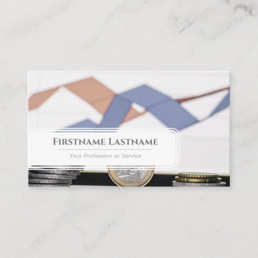 Elegantes weißes Euro-Gelddiagramm als Finanzexper Visitenkarte (Vorderseite)