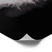 Elegantes, weißes Federwerk auf schwarzem Hintergr Poster (Ecke)