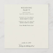 Elegantes weißes florales Hochzeitsprogramm in Cre Programm (Rückseite)