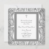 Elegantes Weißes Foto Christening Einladung (Rückseite)