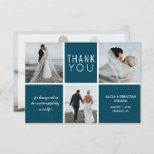 Elegantes, weißes Foto Collage Hochzeit danke (Vorne/Hinten)