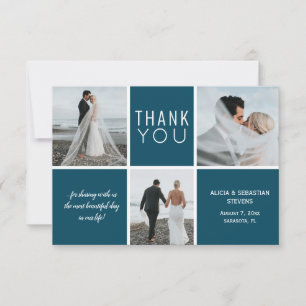 Elegantes, weißes Foto Collage Hochzeit danke