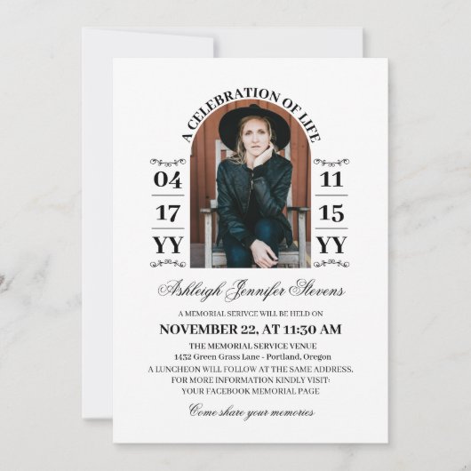 Elegantes Weißes Foto Einladung (Vorderseite)