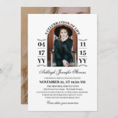 Elegantes Weißes Foto Einladung (Vorne/Hinten)