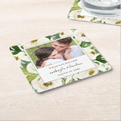 Elegantes Weißes Foto Save the Date Rechteckiger Pappuntersetzer (angewinkelt)