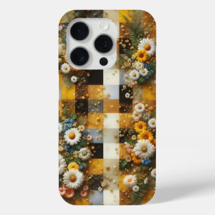 Elegantes weißes Gänseblümchen- und gelbes Gingham Case-Mate iPhone Hülle