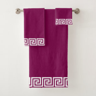 Elegantes weißes geometrisches Rahmenmuster auf Ma Badhandtuch Set