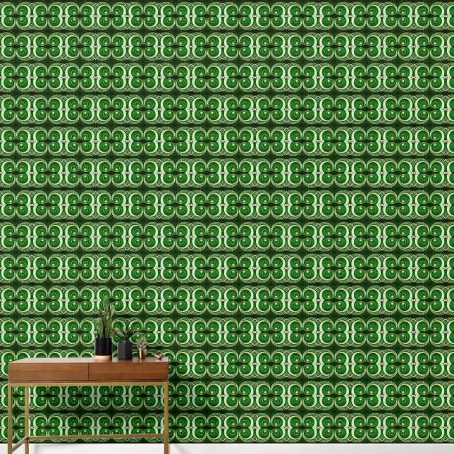 Elegantes, weißes, gespiegeltes Muster der S-förmi Tapete (Korridor)