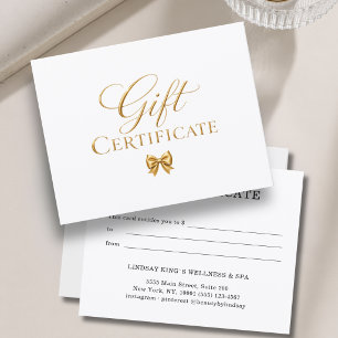 Elegantes weißes Gold-Bogen-Geschenkgutschein