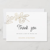 Elegantes, weißes Gold einfache Blüte Vielen Dank Einladung (Vorderseite)
