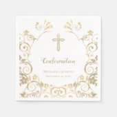 Elegantes Weißes-Gold-Kreuz Serviette (Vorderseite)