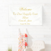 Elegantes weißes Gold nach Hochzeit glücklich Banner (Insitu)