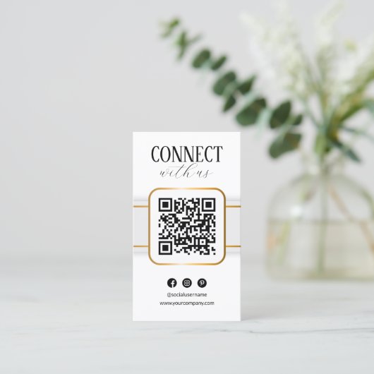 Elegantes weißes Gold verbindet uns mit QR-Code So Visitenkarte (Stehend Vorderseite)