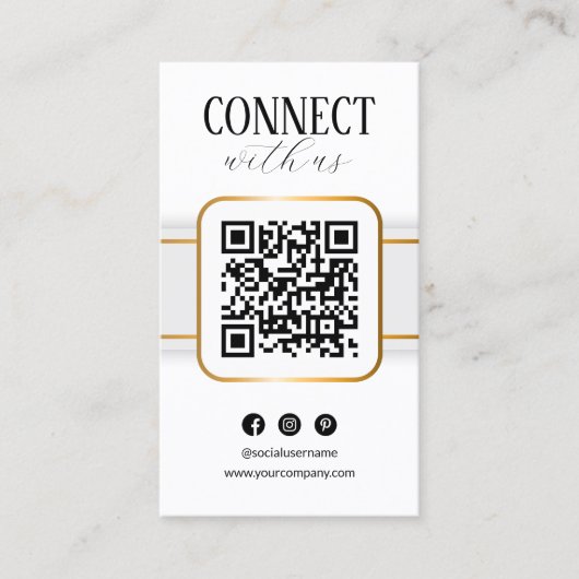 Elegantes weißes Gold verbindet uns mit QR-Code So Visitenkarte (Vorderseite)