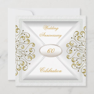 Elegantes weißes Gold zum 60. Hochzeitstag Einladung