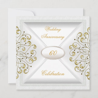Elegantes weißes Gold zum 60. Hochzeitstag Einladung