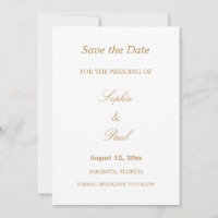 Elegantes Weißes Golden Beige Save the Date