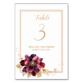 Elegantes weißes goldenes Bordeaux, doppelseitig Tischnummer (Vorderseite)