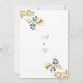 Elegantes weißes goldgraues Blattwerk Einladung (Rückseite)