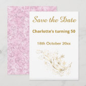 ELEGANTES WEISSES GOLDPINK-MARBLE SAVE THE DATE (Vorne/Hinten)