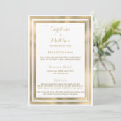 Elegantes, weißes Goldrahmen-Menü für Hochzeiten Menükarte (Stehend Vorderseite)