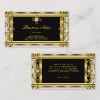 Elegantes weißes Goldschwarz Visitenkarte