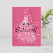 Elegantes weißes Gown wirst du meine Bridesmaid-Ka Einladung (Stehend Vorderseite)