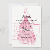 Elegantes weißes Gown wirst du meine Bridesmaid-Ka Einladung (Rückseite)