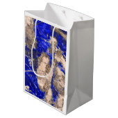 Elegantes, weißes Granit-Marmor Mittlere Geschenktüte (Rückseite Schrägansicht)