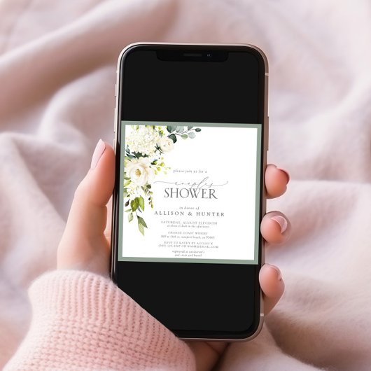 Elegantes weißes graues Wasserfarbenpaar Dusche Einladung