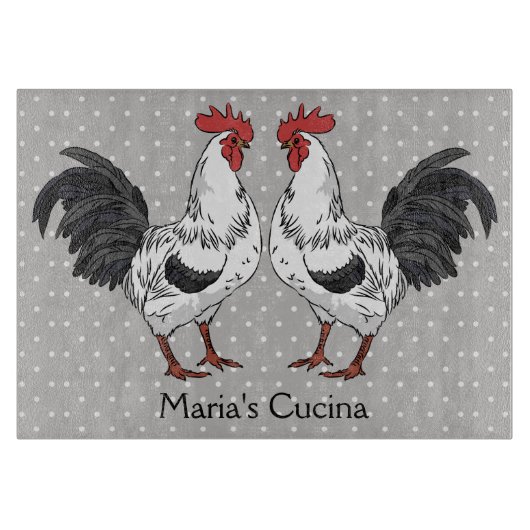 Elegantes weißes Hahn-Glasschneiden-Brett Schneidebrett (Vorderseite)