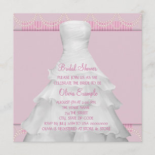 Elegantes weißes Hochzeitskleid Brautparty Einladung