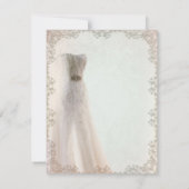 Elegantes weißes Hochzeitsmenü, Hochzeitskleid Einladung (Rückseite)